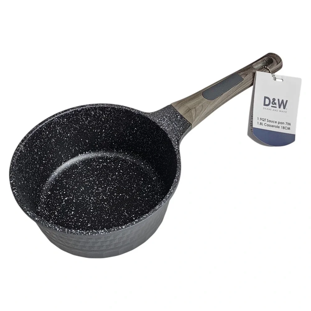 D&W‎ Premium Cookware 7in Saucepan Casserole with Lid Charcoal Aluminum 1.9QT